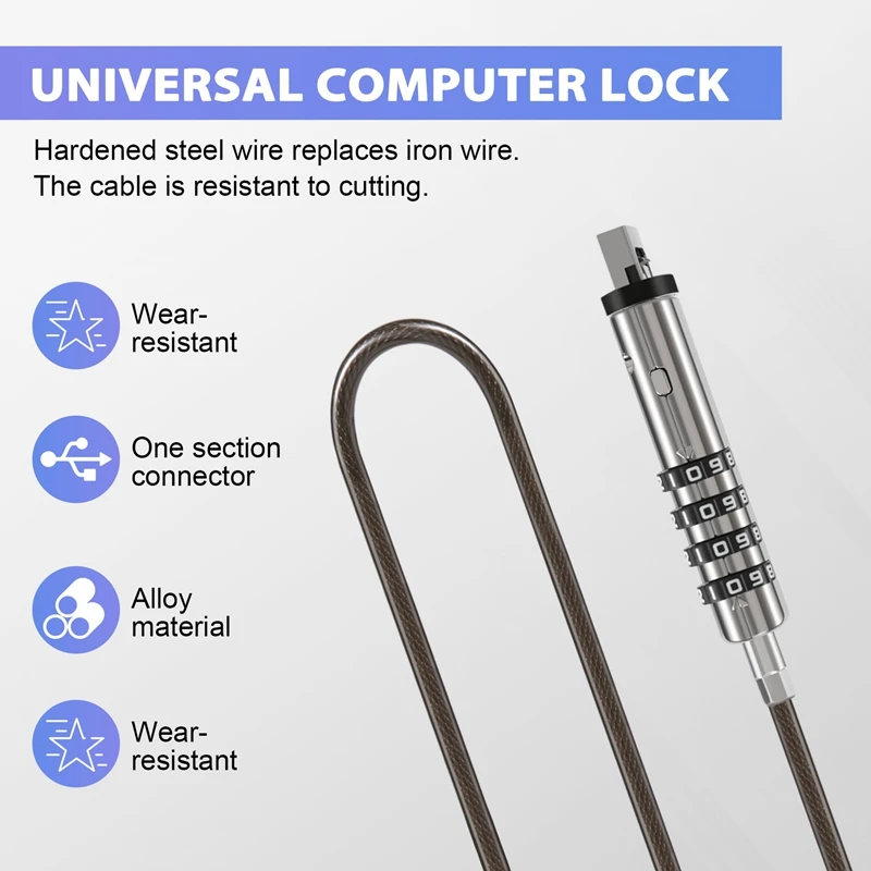 4 Digital Universal Lock USB Laptop Security Cable Lock For Computer,laptop lock