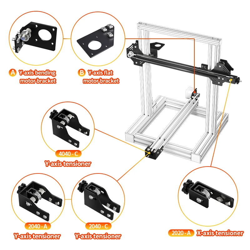Impressora 3d Suporte do Motor do Eixo y x Gt2 mm com Tensor 2gt para Cr10 Ender3 Diy Peças de - Imagem 2