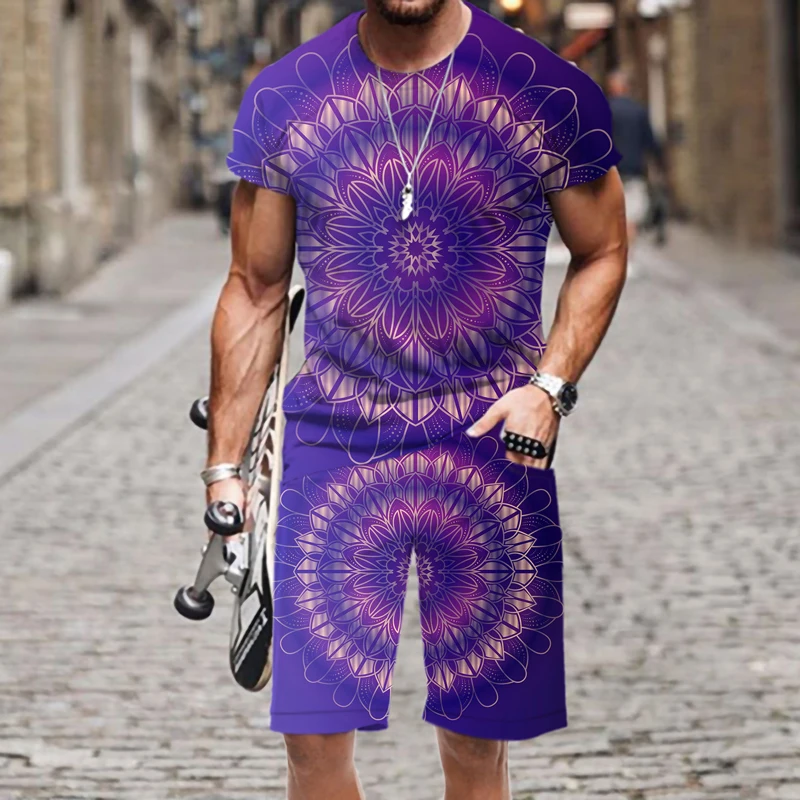 

Men's T-shirt Set Street Sportswear O Neck Tops 3D Printed Hip-hop Harajuku 2022 New Funny Outfit Short Sleeve Summer Luxury