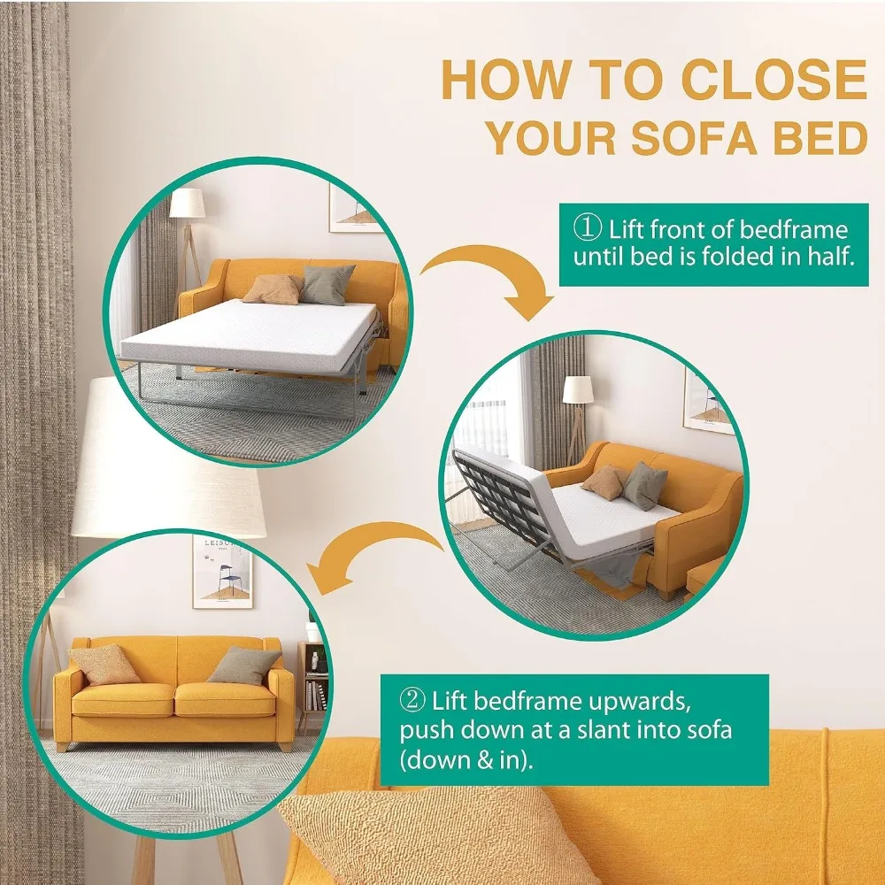 4.5 Inch Memory Foam Sofa Bed Mattress Replacement with Fiberglass Free and Washable Cover 6