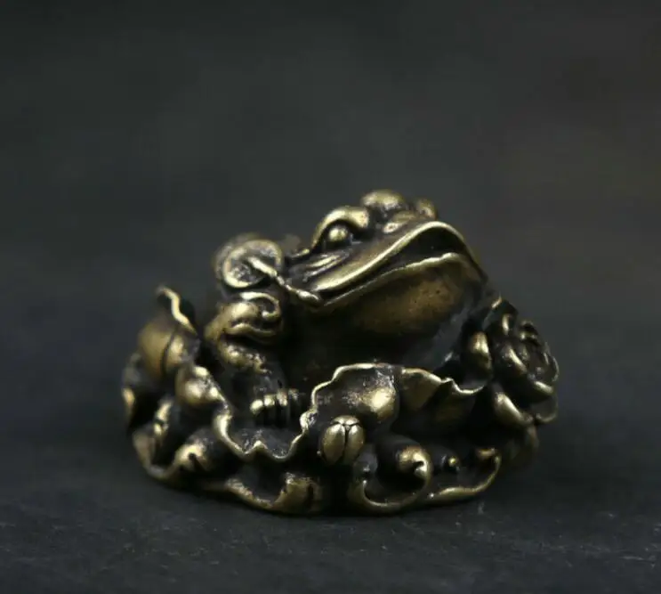 Маленькая китайская Бронзовая статуэтка в виде животного, Золотая Жаба, крутящаяся, монета, статуэтка