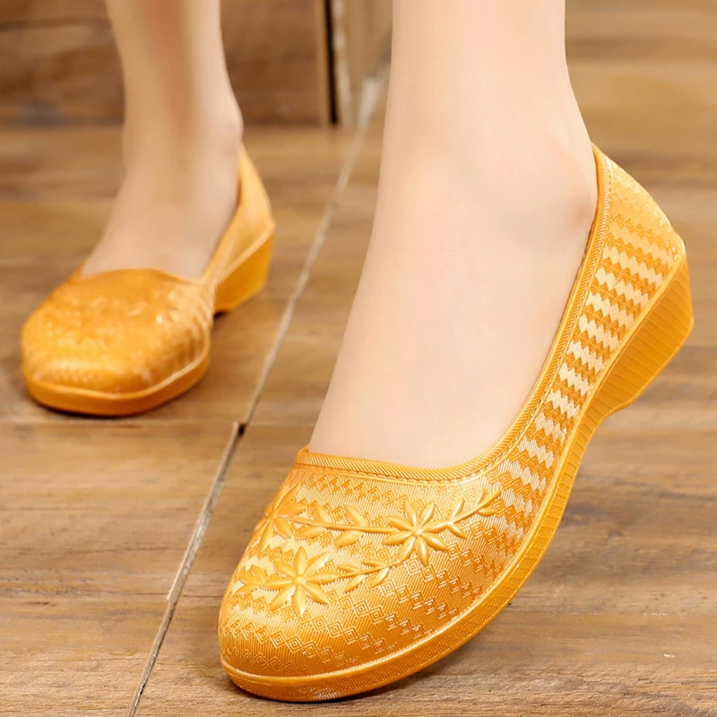 ZAPATOS DE TRABAJO impermeables para restaurante para mujer, de PVC para la lluvia, zapatos de planos antideslizantes| | - AliExpress