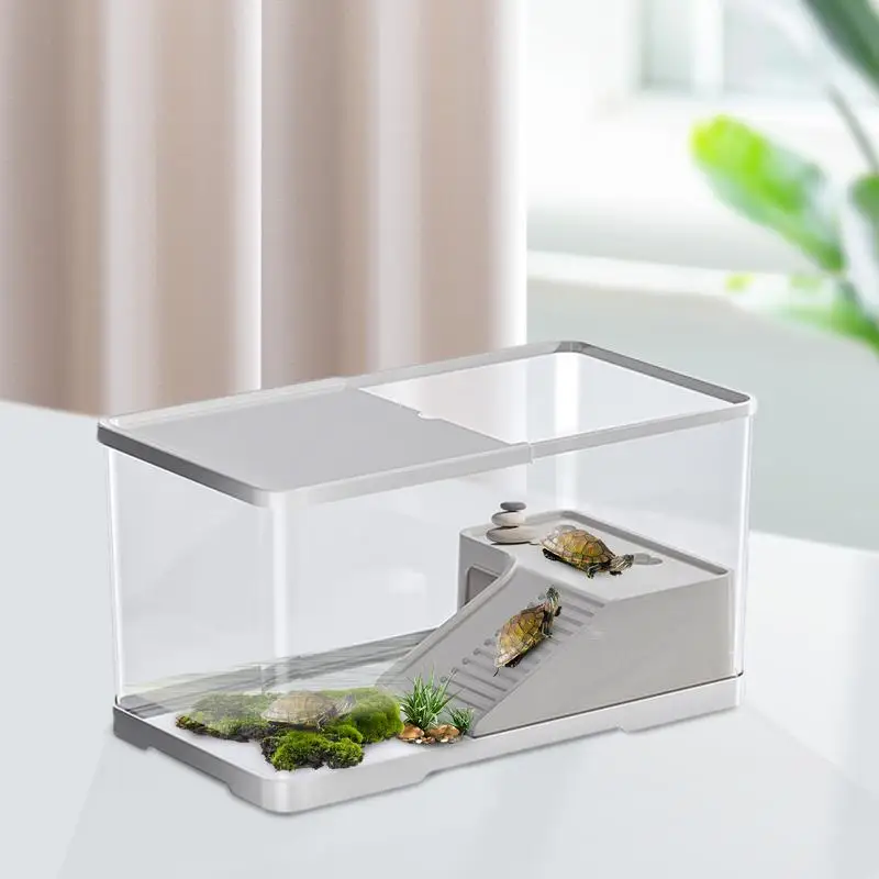 

Turtle Tank Reptiles Terrariums Terrapins Feeding Box With Basking Platform Aquatic Tortoise Aquarium Habitat feeding supplies