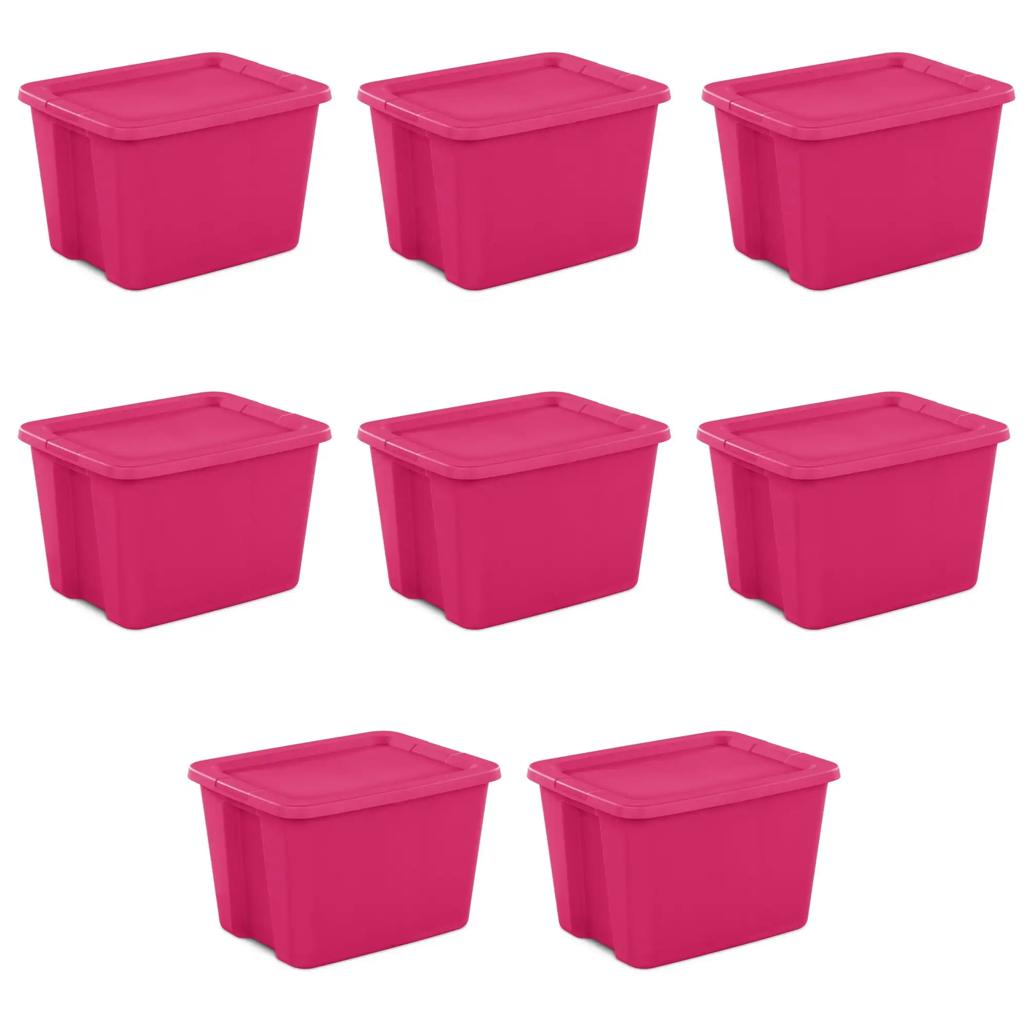 

Sterilite 18 Gallon Tote Box Plastic, Fuchsia Burst, Set of 8