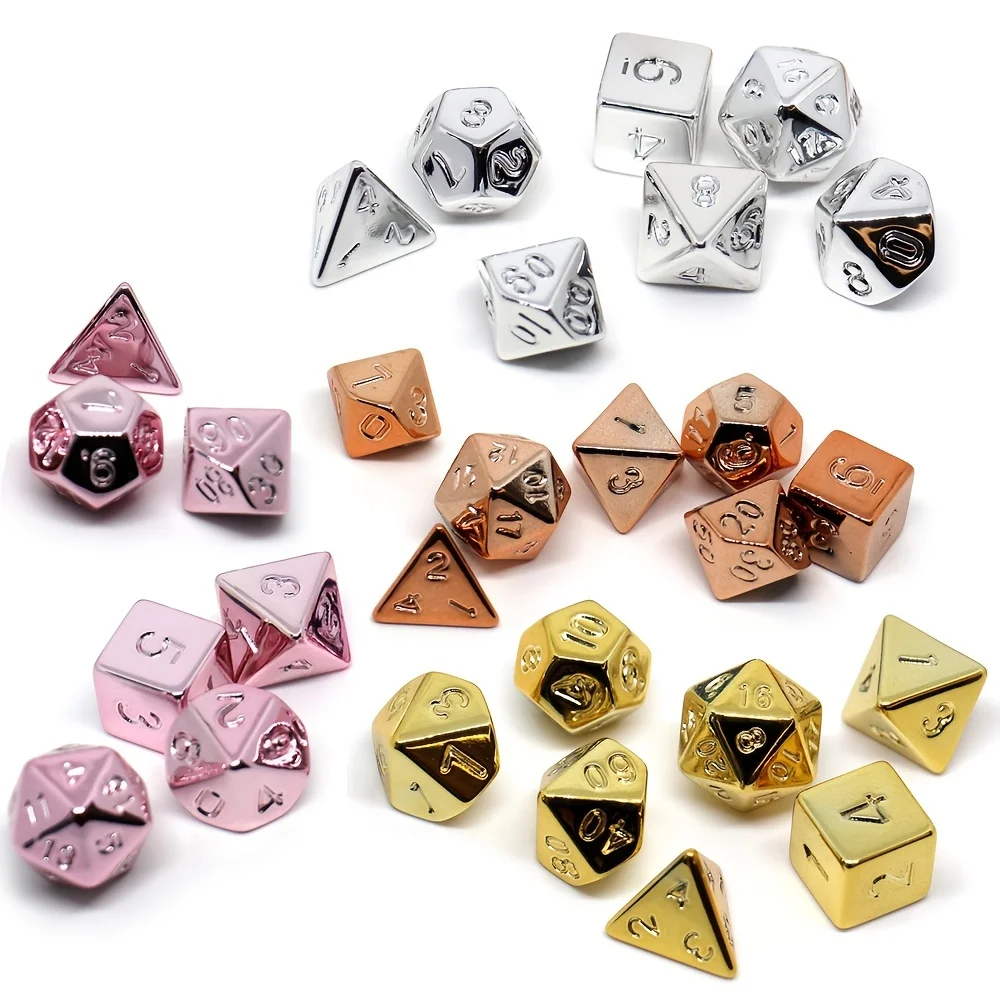 Set De 7 Dados Poliedricos De Aleación Para D&D – Dados De Rol Con Botella De Almacenamiento, Juego De Dados Para Dungeons And Dragons, MTG Y RPG – Regalo Para Jugadores (Bronce)