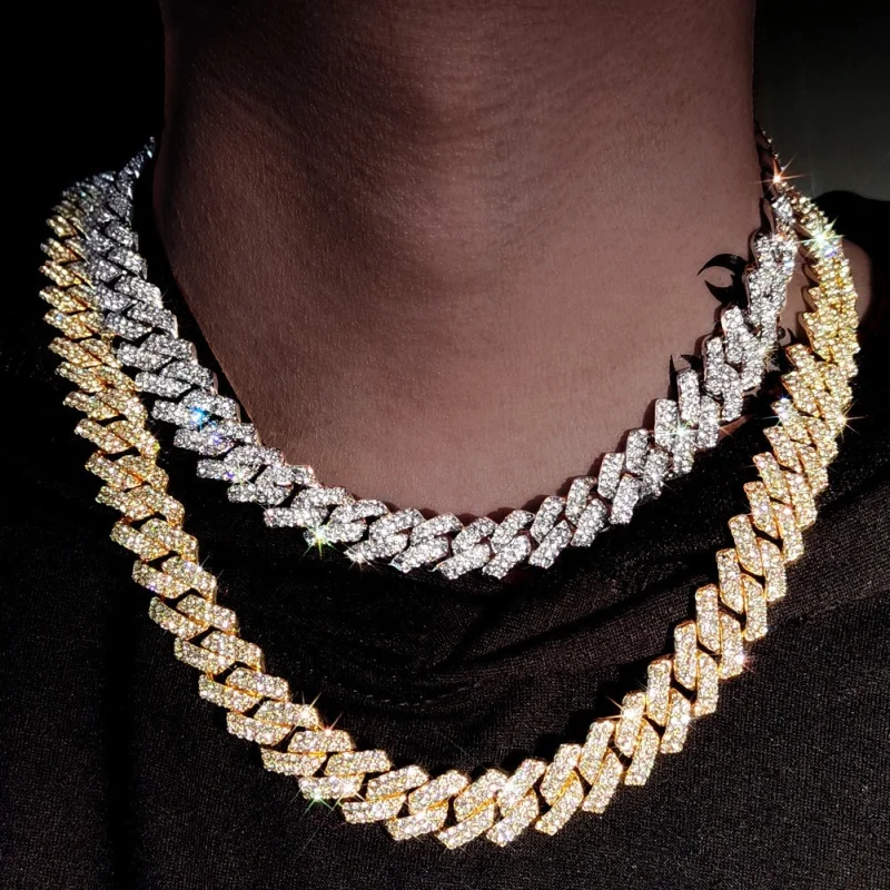 

Super Thick Luxury Cuban zircon rhombus Chain necklace for man, wide14mm, Length40-60cm