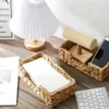 Water Hyacinth Napkin Holder Wicker Baskets Rustic Wicker Paper Hand Towels Storage Tray Woven Napkin Holder Tray for Kitchen 3