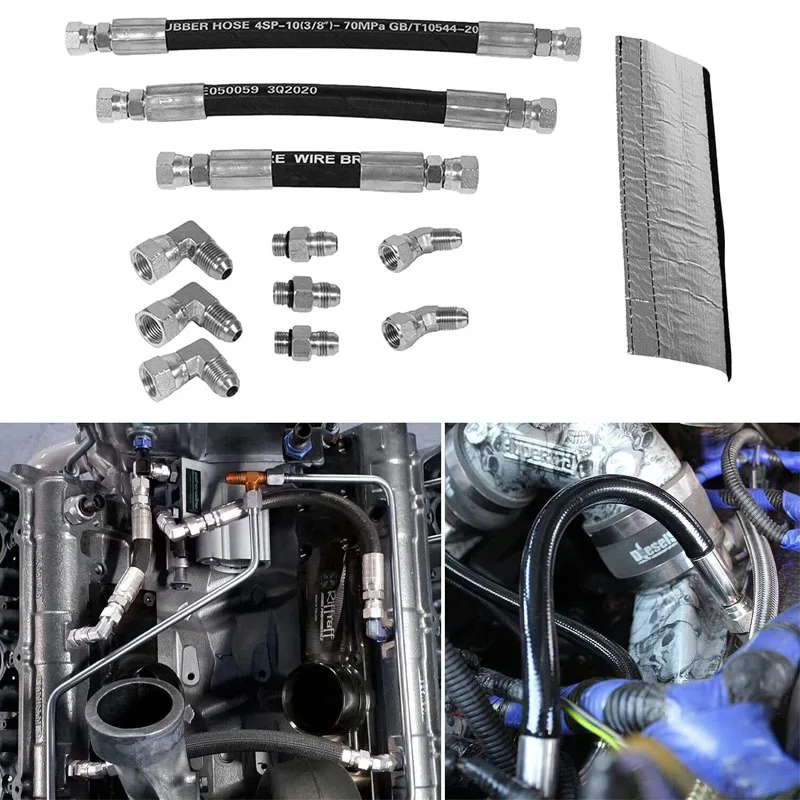 

HPOP High Pressure Oil Pump Hoses Set with Crossover Lines Compatible with 1994-1997 OBS Ford 7.3L Powerstroke Diesel Engines