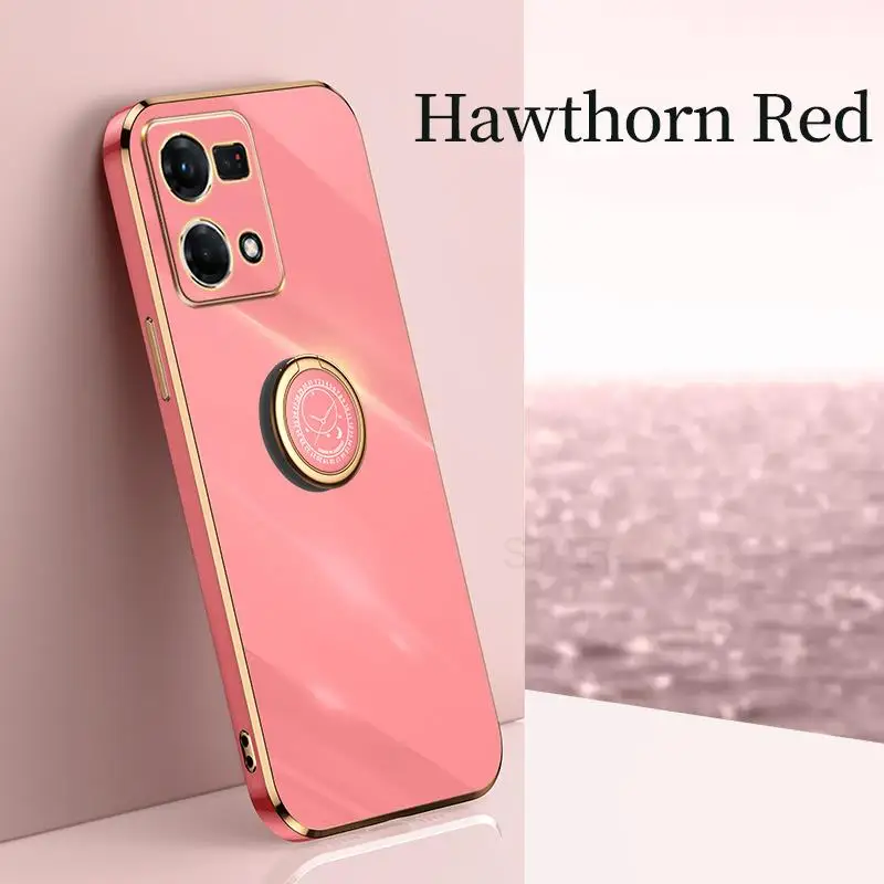 Reno7 Reno8 placage anneau support étui pour Oppo Reno 7 8 6 5 Lite 9 Pro 4g 5g Silicone support couverture arrière Reno5 5lite_voghion.com