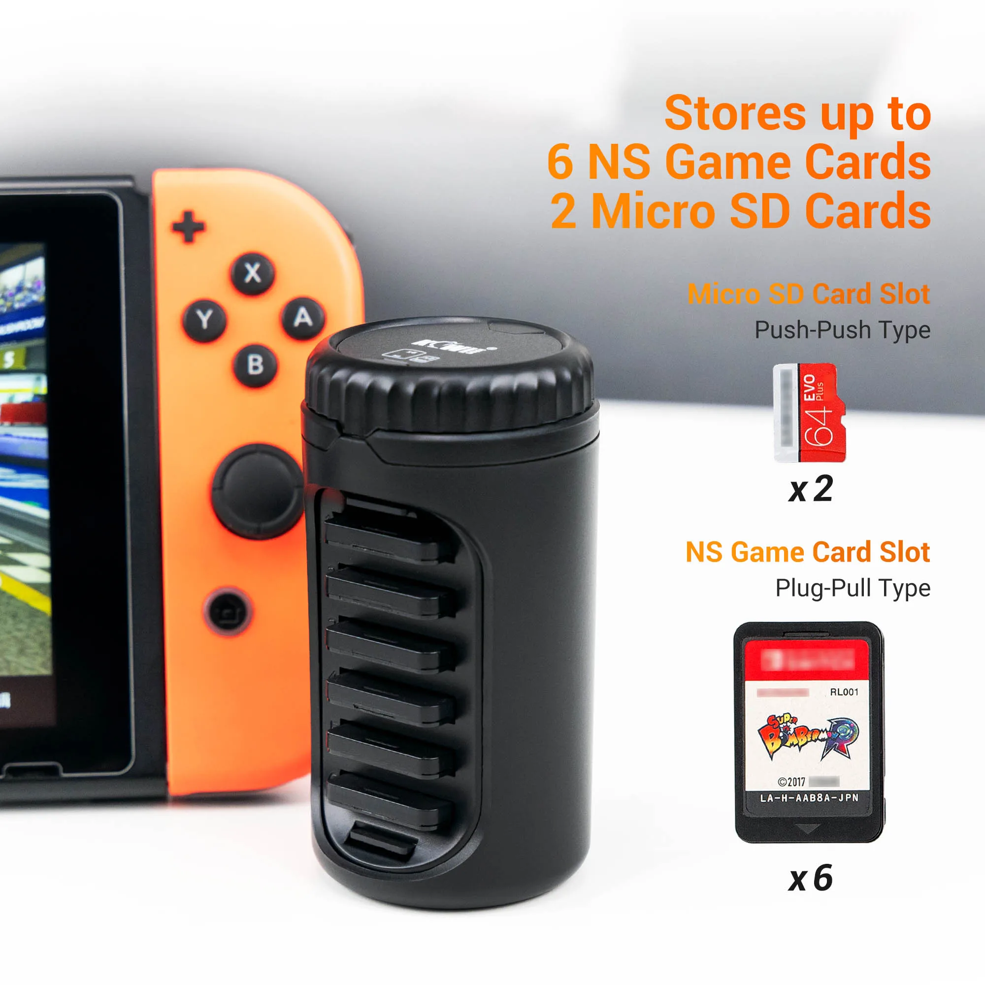 8 Steckplätze Nintendo Switch Spielkarten etui Aufbewahrung halter für Switch-Spielkarte und Microsd/TF 360 ° drehbare Micro-SD-Karten etui – Detail 1