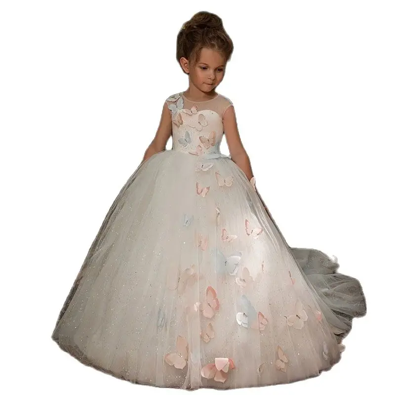 

Butterfly Flower Girl Dresses for Wedding Luxury Kids Evening Pageant Ball Gowns First Communion Dresses For Girls Vestidos