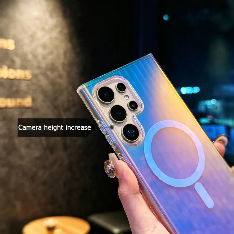 Vibrant Gradient Wireless Charging Magnetic Case – Transparent Protective Cover