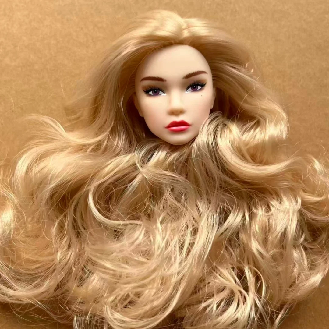 1/6 Coffee Beige Superwhite Skin Doll Heads Candy Color Hair Heads Collective Female Doll Figure Toys