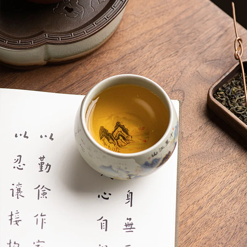 Exquisite Ice Crack Glaze Teaware Ceramic Tea Cups Hand-painted Porcelain Master Cup Exquisite Chinese Teacup Tea Accessories