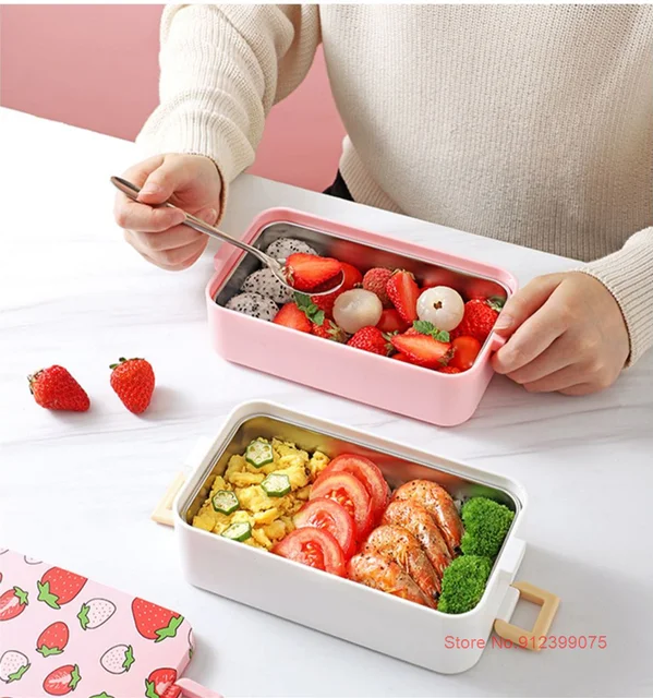 Cute Pink Strawberry Lunch Box For Women Office Use BPA Free Food Container  Girl Bento Box INS Internet Celebrity Meal Prep Box