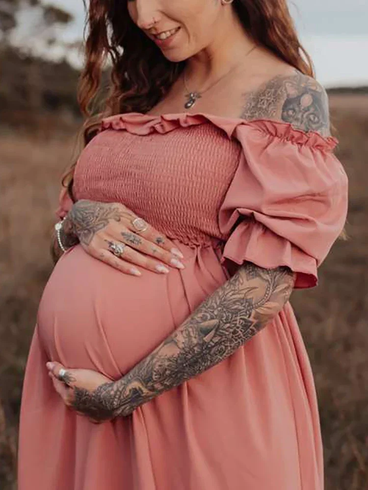 blue dress for baby girl Dusty Pink Bohemian Dress - A Line Belted Maternity Dress