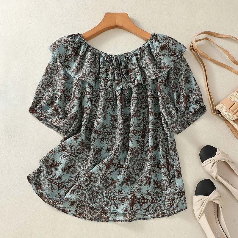 

Chinese Style Women's Shirt Summer Prints Vintage Blouses Loose Short Sleeve Women Tops Cotton Linen Fashion Clothing YCMYUNYAN