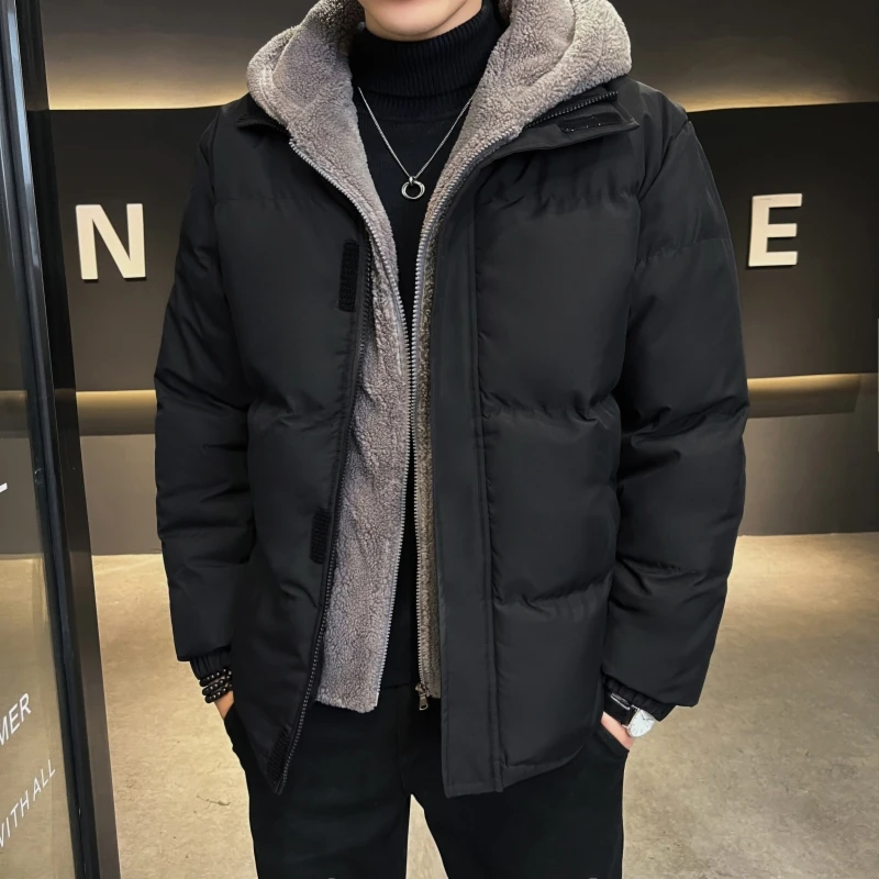 Puffer Jacket Plus Size 8XL Sherpa Hooded Puffer Jacket Men Winter Thick Warm Fleece Padded Parkas Fake Two Piece Coats