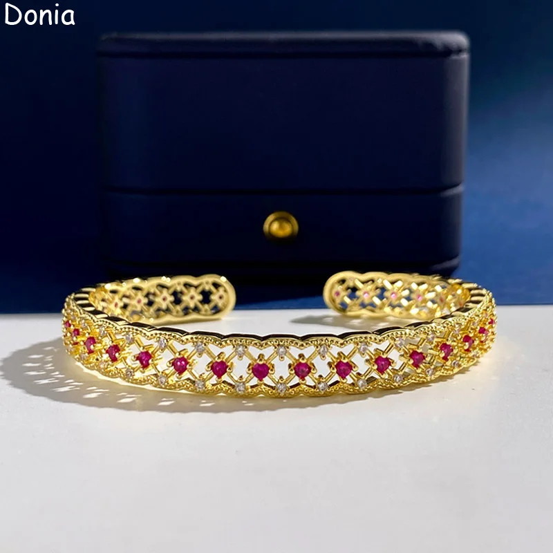 

Donia Jewelry New Fashion Titanium Steel Micro-Inlaid AAA Zircon Lace Opening Palace Luxury Retro Bracelet