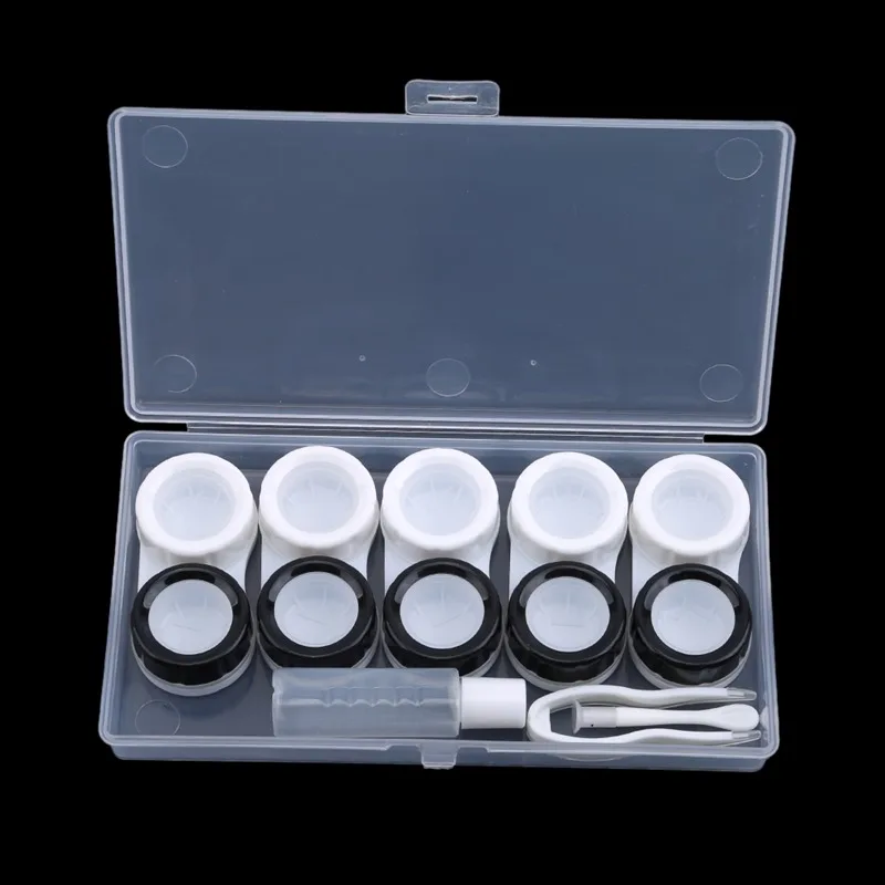 Compact Clear Contact Lens Storage Case with 10 Grids