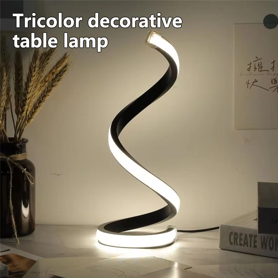 thumbnail image 1 of Lámpara de mesa en espiral con luz de noche LED, lámpara de noche moderna, lámpara de noche regulable, decoración para oficina, sala de estar, dormitorio, luces de noche, 1 of 4