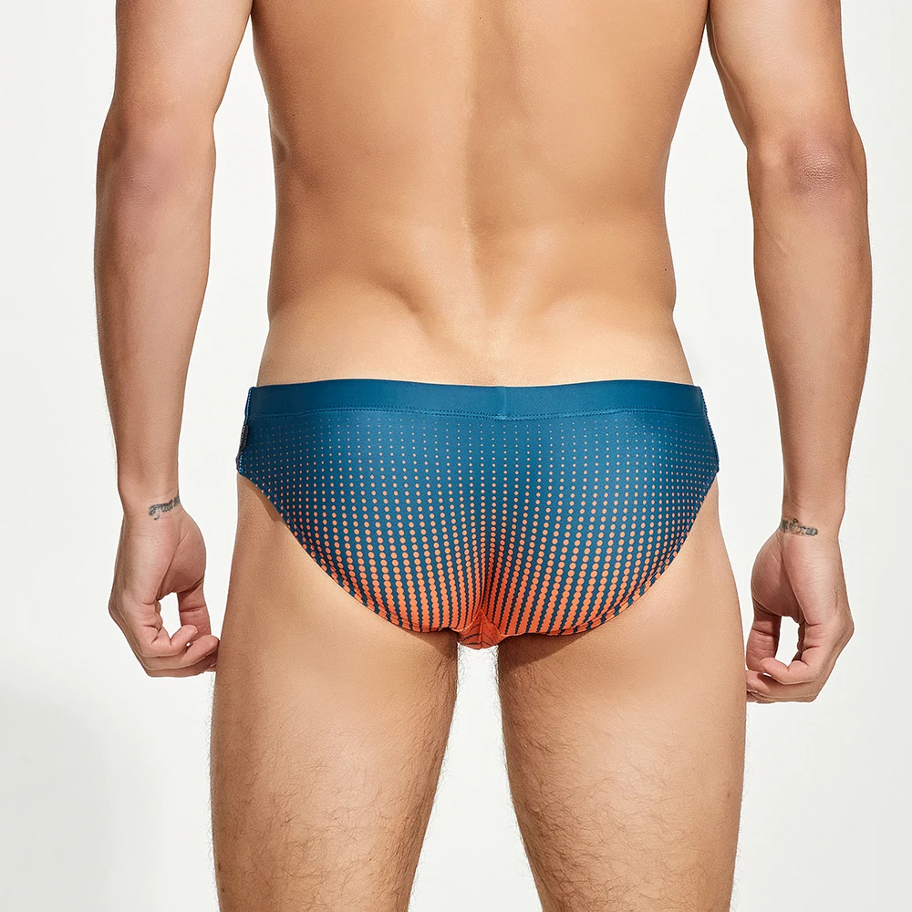 Mens Swim Briefs Trunks Gradient Color Swim Bikini
