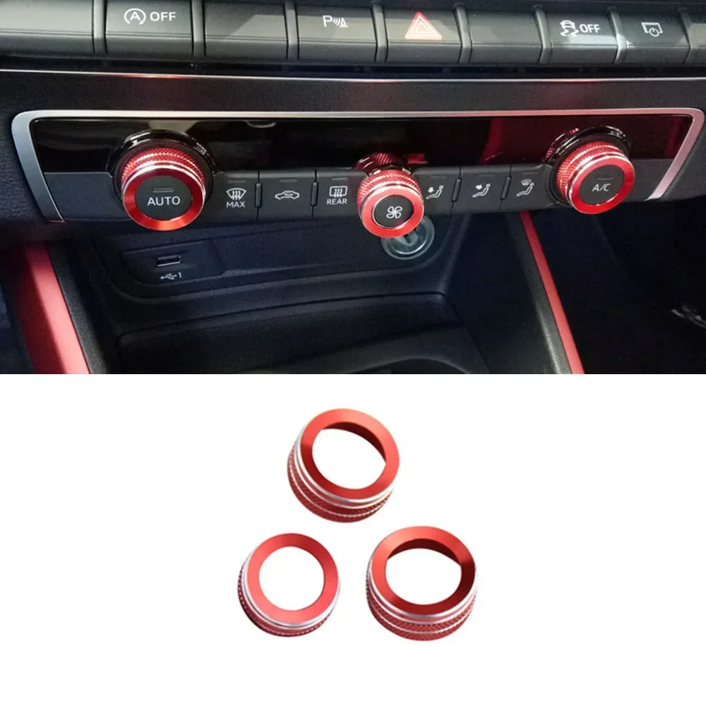 For Audi A3 8V 2014-Car Styling Center Console Multimedia Knob Switch Circles Decoration Cover Trim Interior Accessories car knob covers car gear shift knob cover