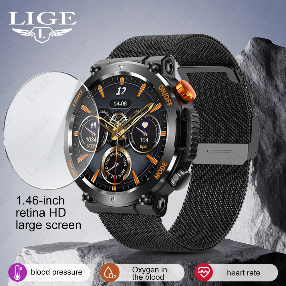 

LIGE New Smart Watch Men Outdoor Sport Woman Fitness Bracelet Bluetooth Call Heart Rate Blood Pressure Tracker AMOLED Smartwatch