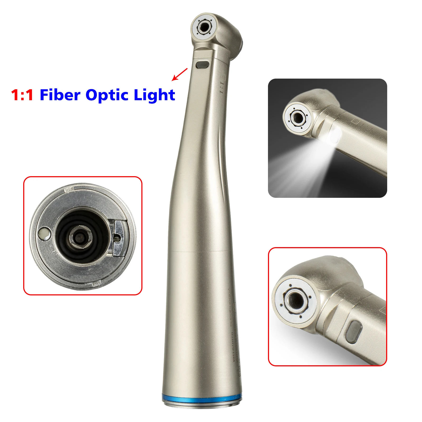 

YABANGBANG 1:1 Rato Dental Fiber Optic LED Contra Angle Slow Low Speed Handpiece Fit Electric Motor KAVO NSK Sirona