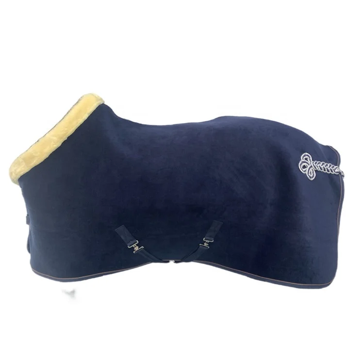 China Luxury Show Horse Rug Fleece Horse Rug with Fake Fur Collar Blanket