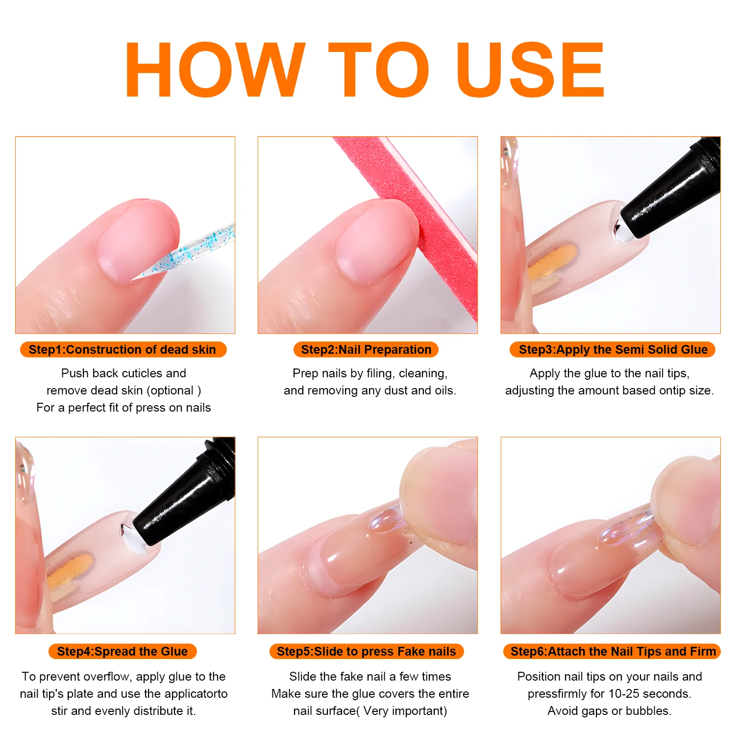 Quick-Dry Nail Glue，Semi solid Super Strong Adhesive For Press-On Nails，Rhinestones，Acrylic Nails，Fake Nail，No need UV/LED Cured 5