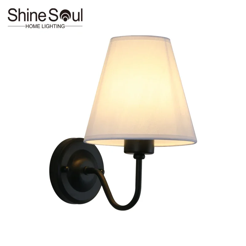LED 현대 벽 램프 실내 조명 북유럽 E27 패브릭 레트로 벽 램프 홈 침실 머..