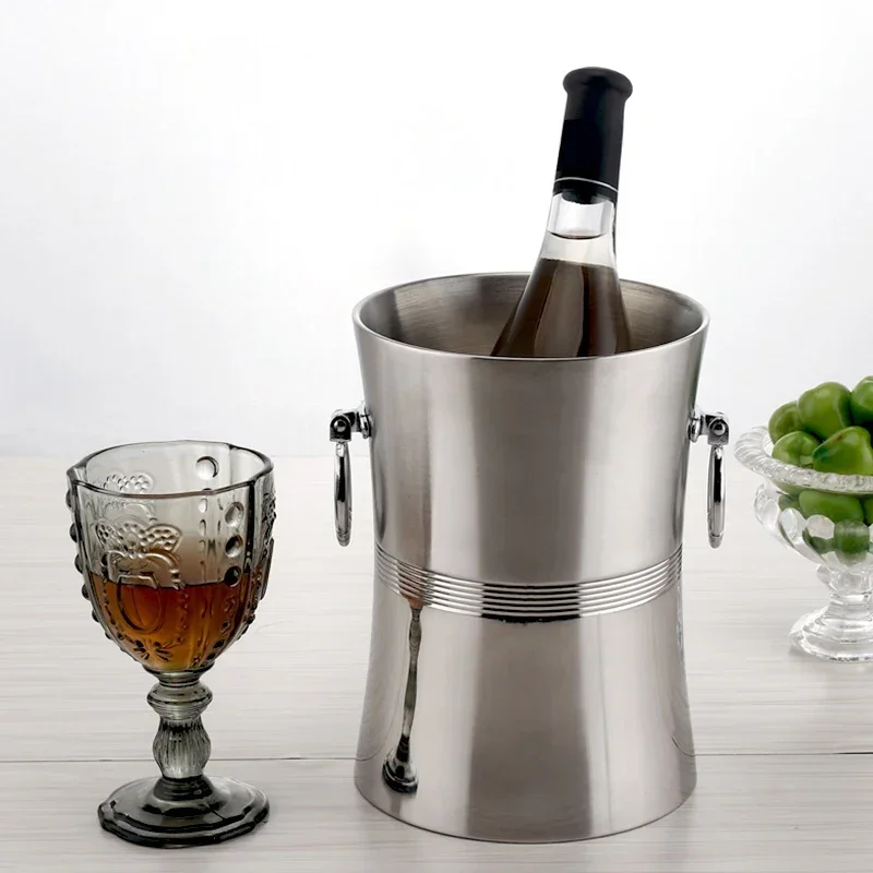 

Thickened double wall stainless steel ice bucket bar commercial champagne barrel wine beer KTV ice bucket cooler wine wine bag