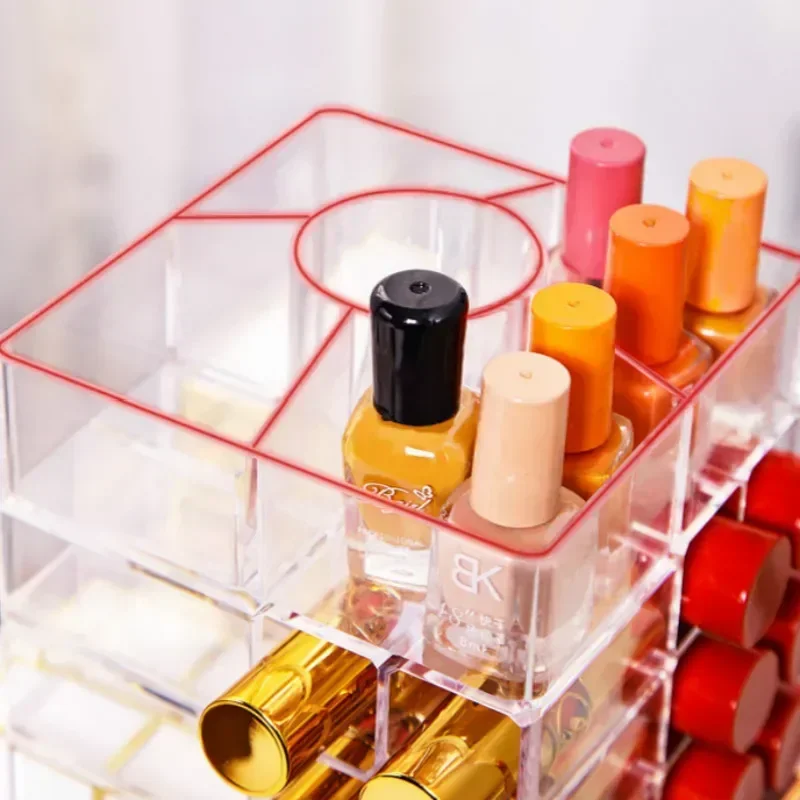 53 Lattices Acrylic Lipstick Tower 360 Degree Rotating Makeup Lip Gloss Storage Rack Nail Polish Organizer Cosmetic Display Case 4