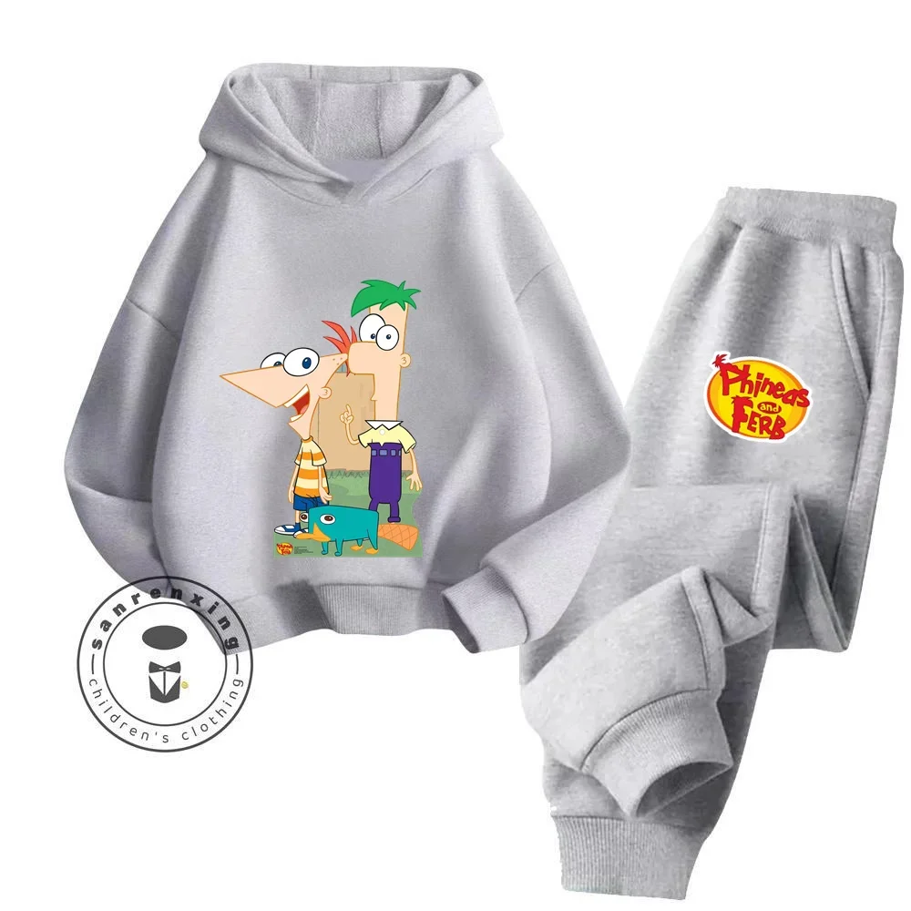 2024 Phineas and Ferb Cartoon Themed Collection Fashionable and Affordable Children's Spring and Autumn Long Sleeve Hoodie Set 6