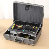 Complete Tool Box Multi-purpose Hard Aluminum Organizer Suitcase Tool Electricians Accessories Parts Storage Case Set with Lock 2