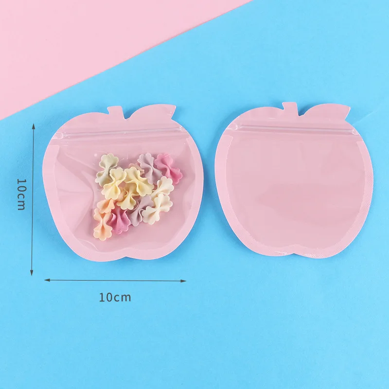 50 stücke 10x10cm süße Äpfel wieder versch ließbare Tasche klare Zip-Lock-Verpackungs beutel für Schmuck Small Business Party begünstigt Speicher zubehör – Detail 1