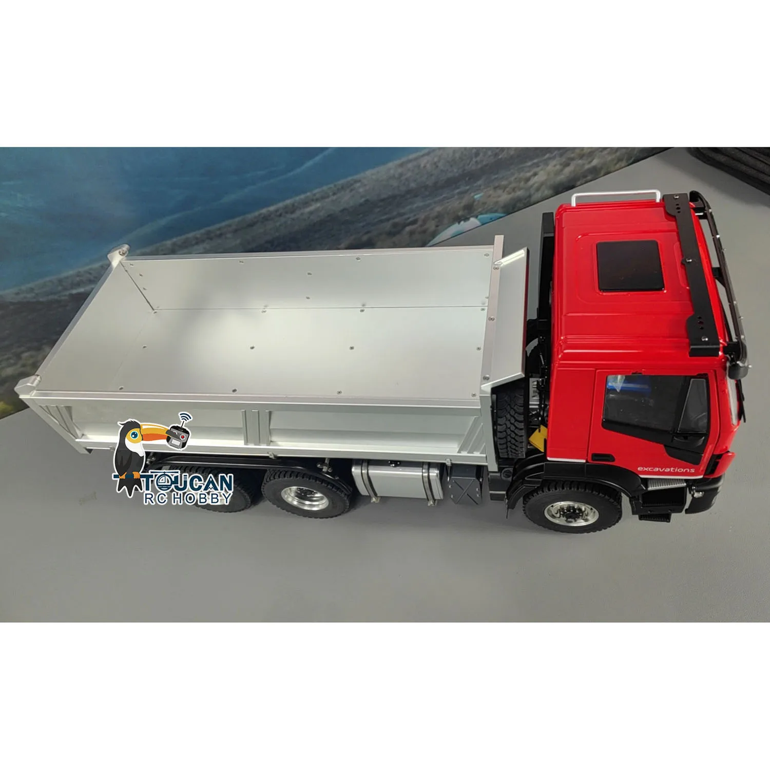 6x6 1/14 Hydraulic RC Metal Dump Truck Radio Control Tipper Dumper Car 2-speed Gearbox Light Sound Systems Toy TH23356 5