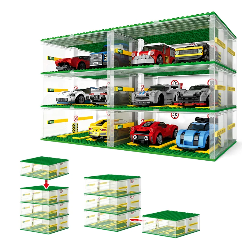 2023 Speed Champion City Athletic Racing Car Parking Display Cabinet Building Blocks Model Storage Box Brick Set Giocattoli Per Bambini Regali
