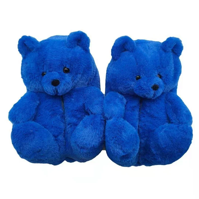 Cute Teddy Bear Plush Winter Slippers Wrapped in Heels Fun Indoor Floor Shoes Women's Gift Warm and Soft Cartoon Plush Animal Sl 3