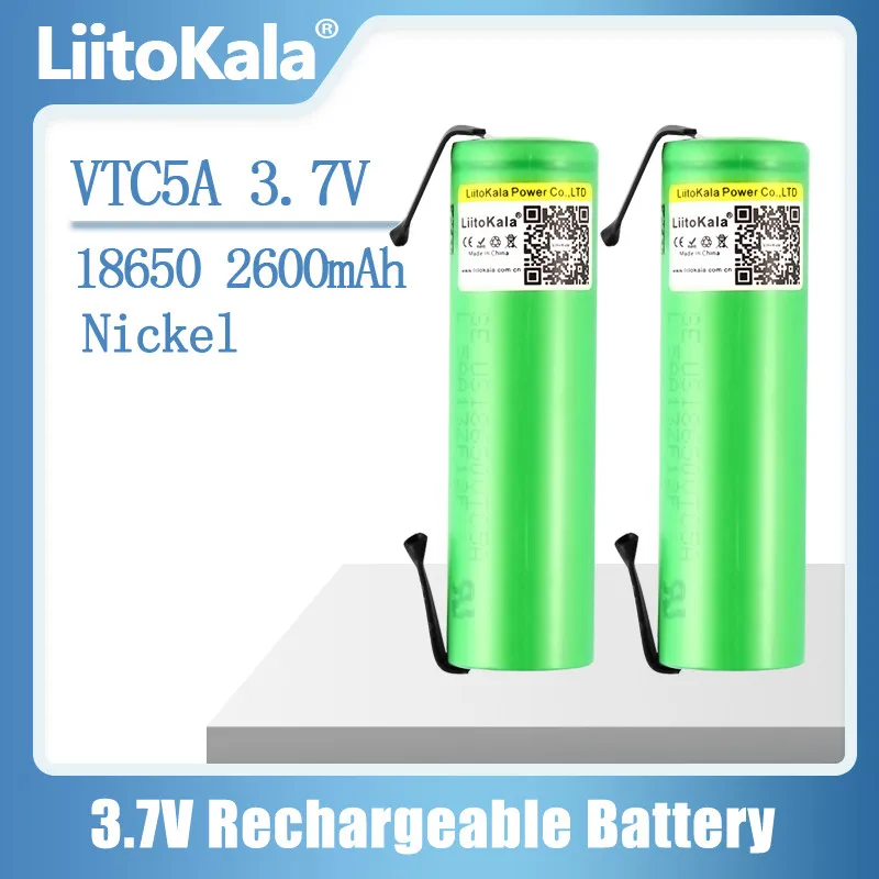 Batteria Ricaricabile Vtc5A 3.6 Mah Dello Scolo Alto 40A Della Batteria 18650 V Di Impulso 60A Massimo Di Impulso 60A Di Liitokala Vtc5A-N 2600