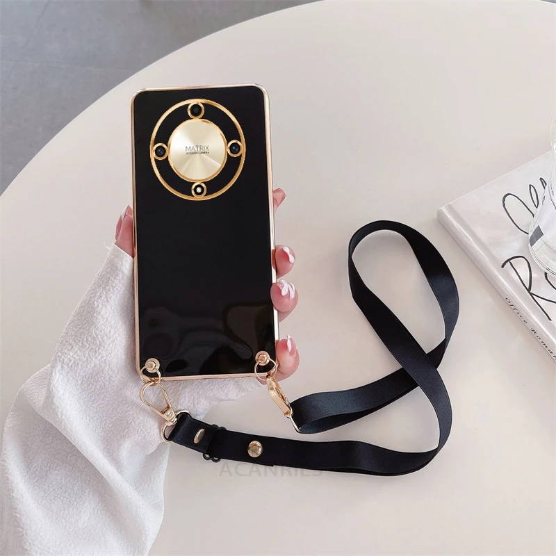 Premium Crossbody Lanyard Plating Case with Silicone Cover
