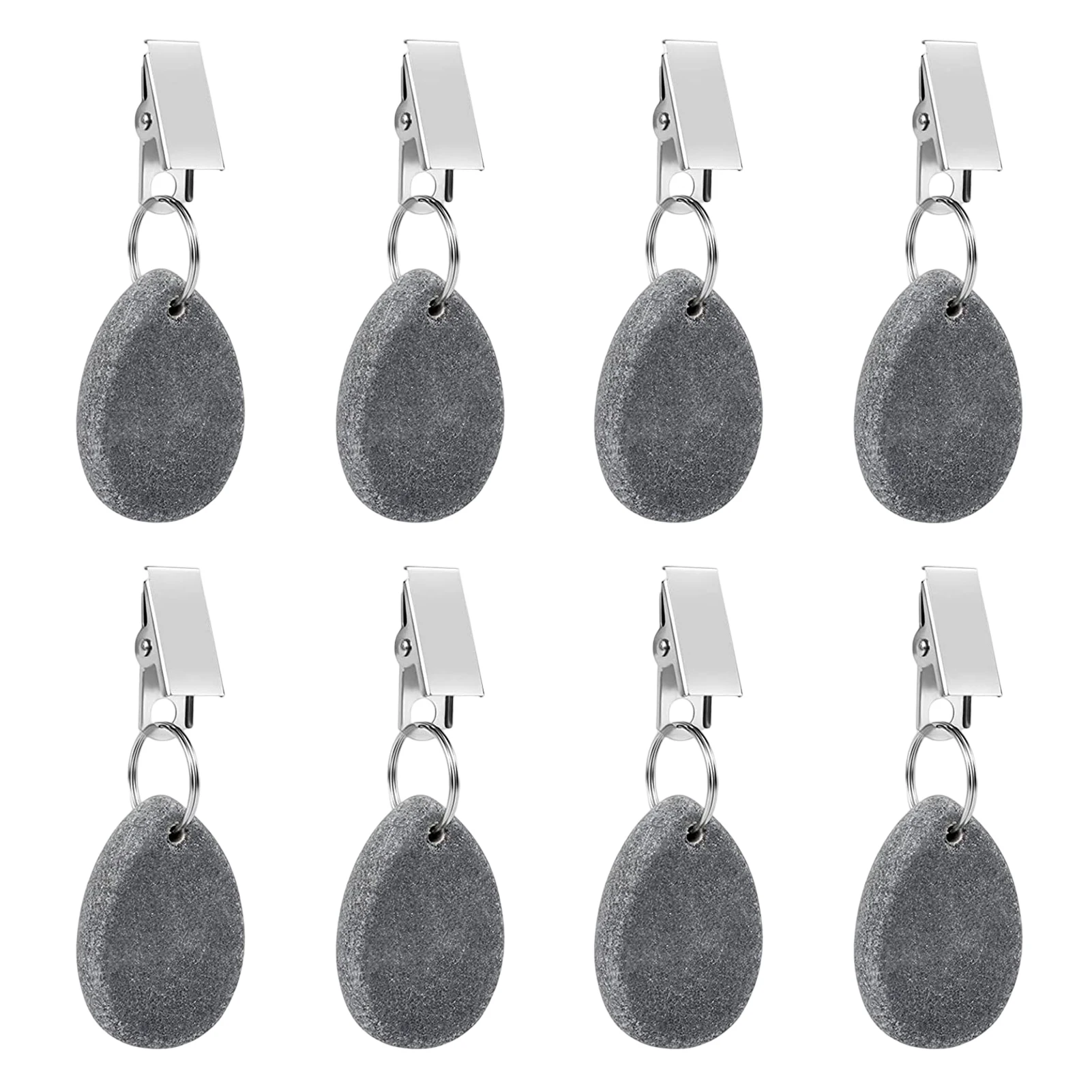 

8pcs Tablecloth Clips Heavy Duty Picnics Teardrop Marble Parties Weights Hanger Non Slip Indoor Outdoor With 4 Prints Pendants