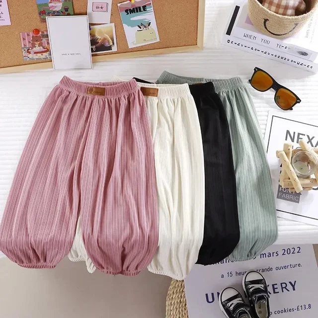 Pantalon d'été fin et respirant pour enfants, couleur bonbon contre les moustiques, pour garçons et filles 1