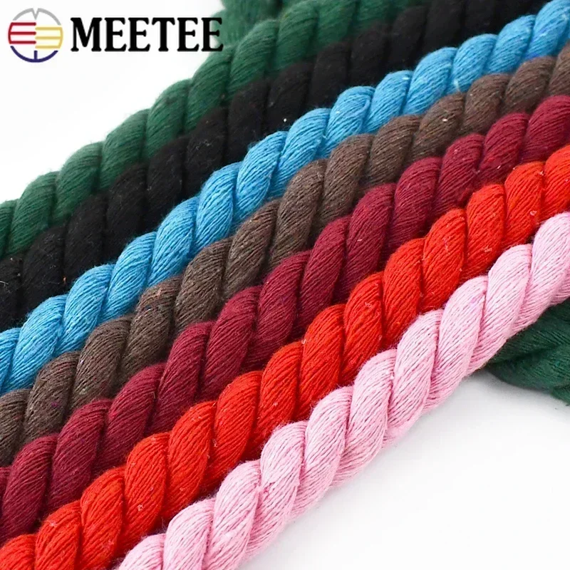 5Meters 5-20mm Colored Cotton Ropes 3 Shares Twisted Cord Weave Cords Decoration Macrame Rope for Bags Sewing Accessories
