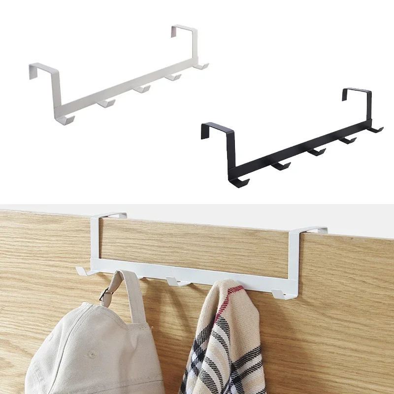 Storage Hook Over The Door 5 Hooks Home Bathroom Organizer Rack Clothes Coat Hat Towel Hanger Bathroom Kitchen Accessories Holder