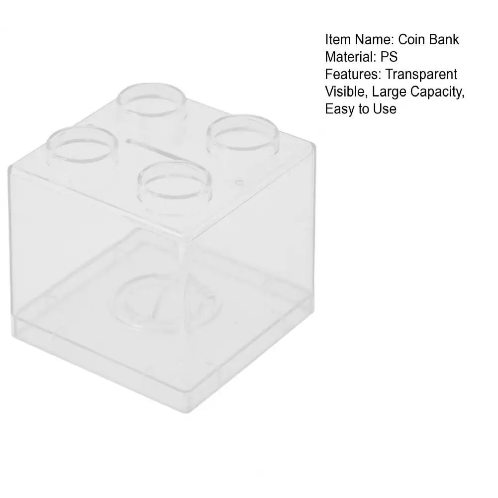 Coin Bank Transparent Visible Easy To Use Kids Building Block Design Money Saving Box Piggy Bank For Gift Change Boxe Home Decor 5