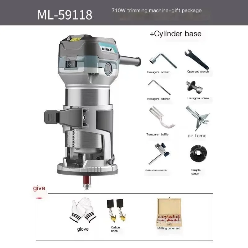 710W Electric Trimmer Router Wood Milling Machine Carpentry Manual Trimming Tools Woodworking Laminate Trimmer Tupia Power Tools