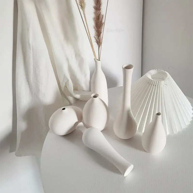 Nordic Modern Vegetarian Ceramic Vase Home Living Room Decoration Ornaments Dried Flower Arrangement Retro Pastoral Vase Crafts 5