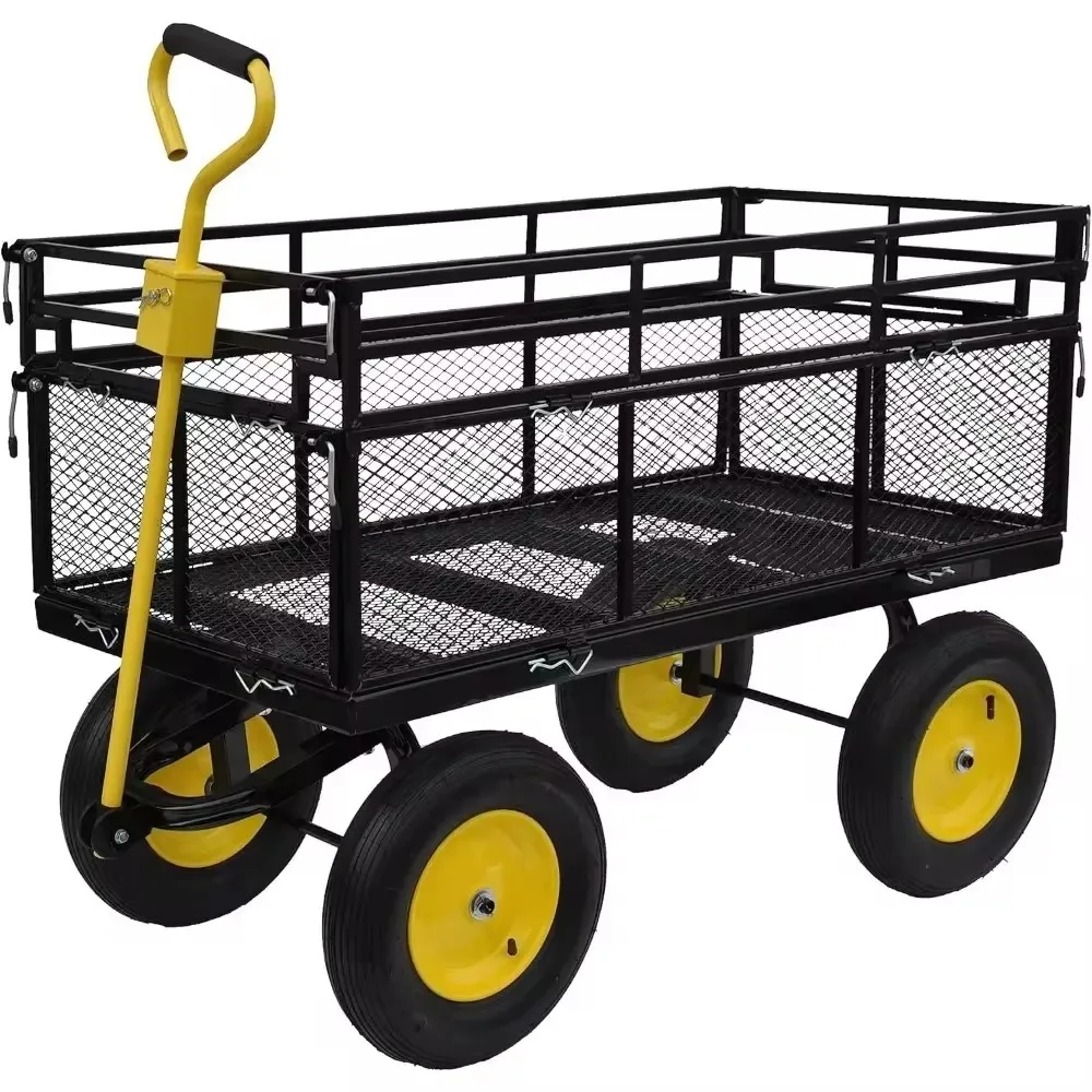 Garden Dump Cart-Large Capacity, Removable, Sturdy, Green, Outdoor Use